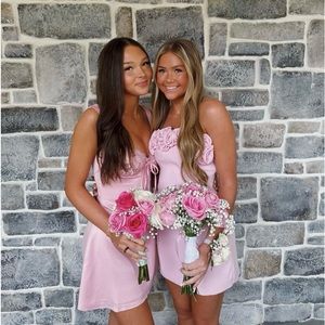 HOUSE OF CB ADRIANA ROSE SATIN MINI DRESS